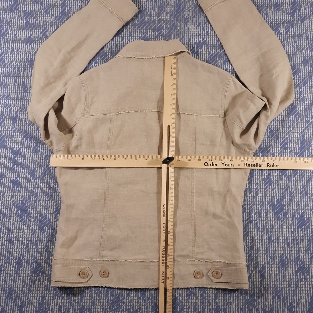 Tommy Bahama Two Palms Linen Shirt Jacket Womens Small Raw Edge Button Up Beige - Picture 7 of 10
